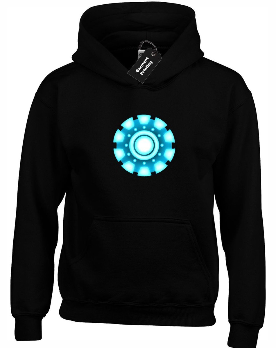 Hoodie gris oscuro con reactor arc de Iron Man en el pecho